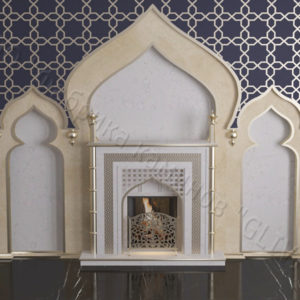 Мраморный каминный портал (облицовка) в восточном (арабском) стиле Афанди, каталог (интернет-магазин) каминов из мрамора, изображение, фото 1