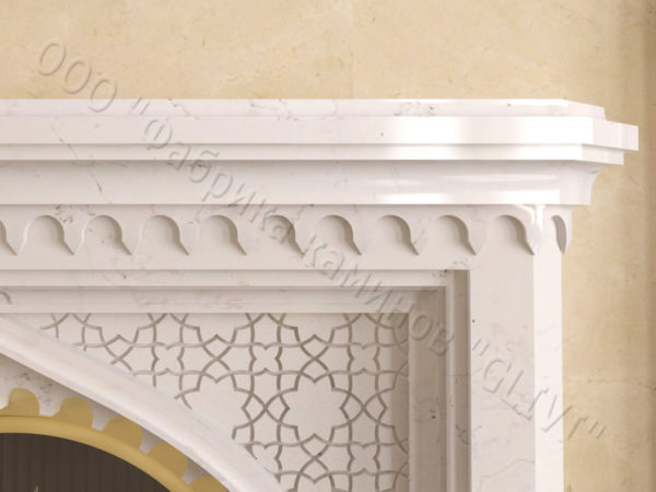 Мраморный каминный портал (облицовка) в восточном (арабском) стиле Ахир, каталог (интернет-магазин) каминов из мрамора, изображение, фото 4