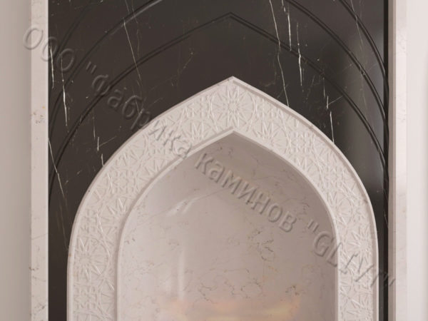 Мраморный каминный портал (облицовка) в восточном (арабском) стиле Дагман, каталог (интернет-магазин) каминов из мрамора, изображение, фото 4