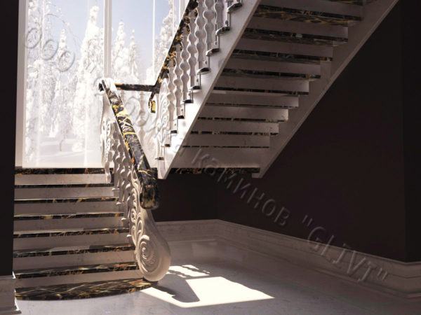 Лестница из натурального мрамора Герда, интернет-магазин лестниц, изображение, фото 1