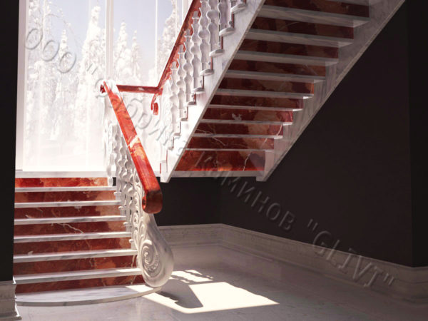 Лестница из натурального мрамора Герда, интернет-магазин лестниц, изображение, фото 6