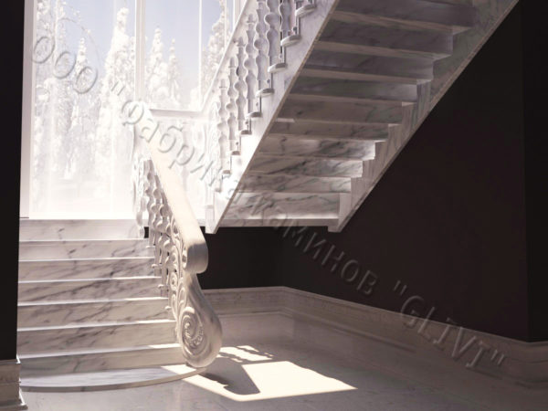 Лестница из натурального мрамора Герда, интернет-магазин лестниц, изображение, фото 7