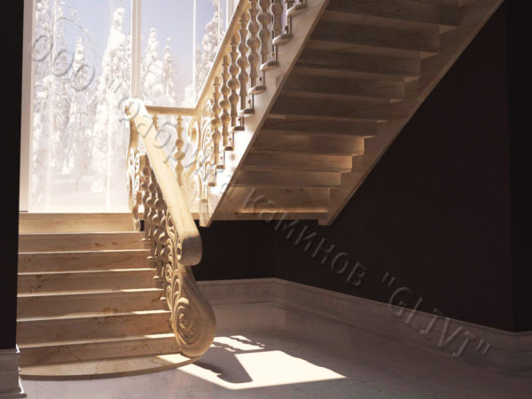 Лестница из натурального мрамора Герда, интернет-магазин лестниц, изображение, фото 8