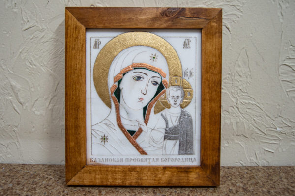 Икона Казанской Богоматери № 6 оформленная художественной эмалью или поталью, фото 1