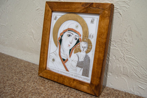 Икона Казанской Богоматери № 6 оформленная художественной эмалью или поталью, фото 5