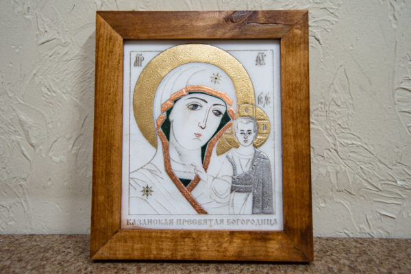 Икона Казанской Богоматери № 6 оформленная художественной эмалью или поталью, фото 9
