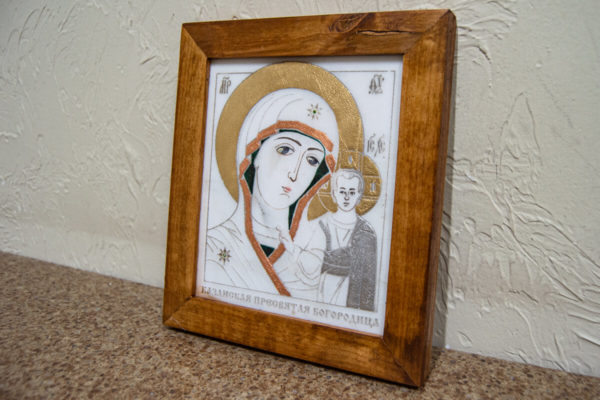 Икона Казанской Богоматери № 6 оформленная художественной эмалью или поталью, фото 2