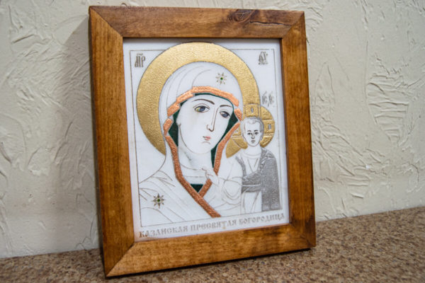 Икона Казанской Богоматери № 6 оформленная художественной эмалью или поталью, фото 11