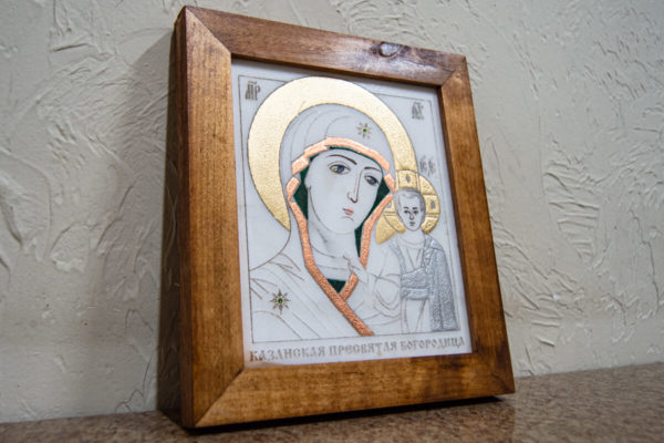 Икона Казанской Богоматери № 6 оформленная художественной эмалью или поталью, фото 12