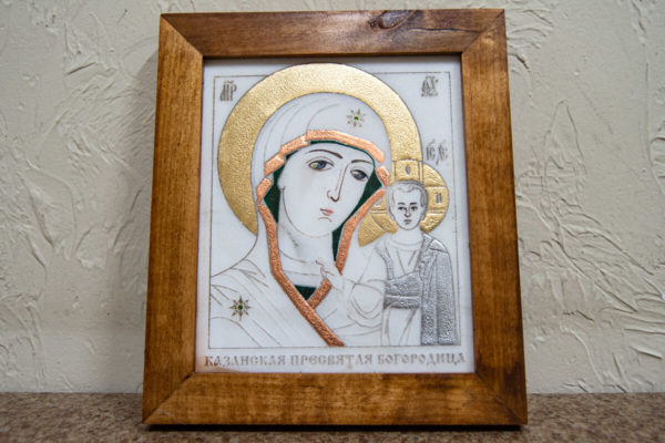 Икона Казанской Богоматери № 6 оформленная художественной эмалью или поталью, фото 13