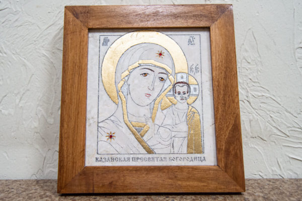 Икона Казанской Богоматери № 8 оформленная художественной эмалью или поталью, фото 1
