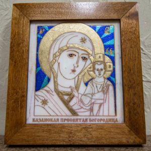 Икона Казанской Богоматери № 3 оформленная художественной эмалью или поталью, фото 1