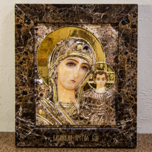 Икона Казанской Божией Матери № 3-12-8 из мрамора, камня, от Гливи, фото 1