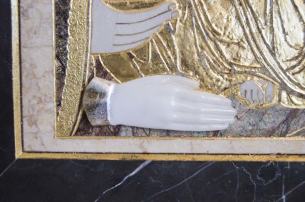 Икона Божией Матери Троеручица № 2-12-6 из мрамора, камня, изображение, фото 3