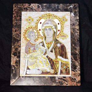 Икона Божией Матери Троеручица № 2-12-2 из мрамора, камня, изображение, фото 1