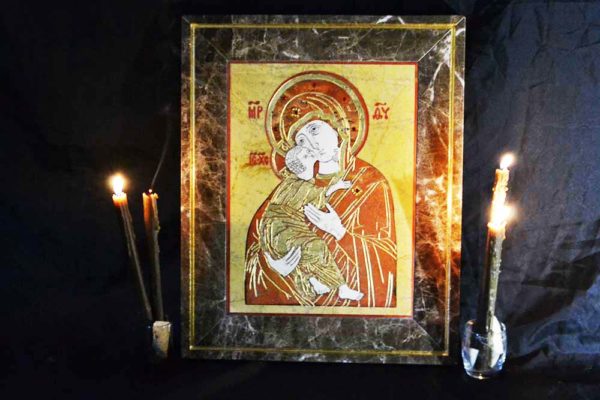 Икона Владимирской Божией Матери № 9 из мрамора, камня, от Гливи, фото 1