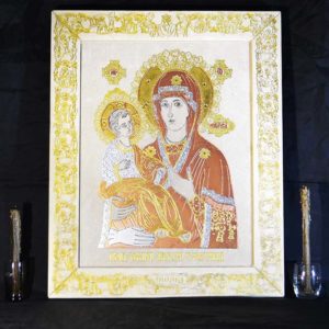 Икона Божией Матери Троеручица № 02 из мрамора, камня, изображение, фото 1