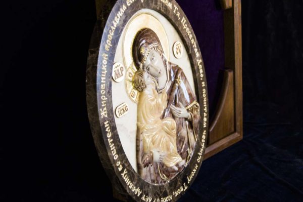 Икона Жировицкой Божией Матери (Богоматерь) № 3 (рельефная) из мрамора, камня, изображение, фото 6