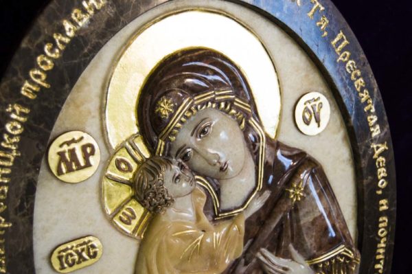 Икона Жировицкой Божией Матери (Богоматерь) № 3 (рельефная) из мрамора, камня, изображение, фото 3