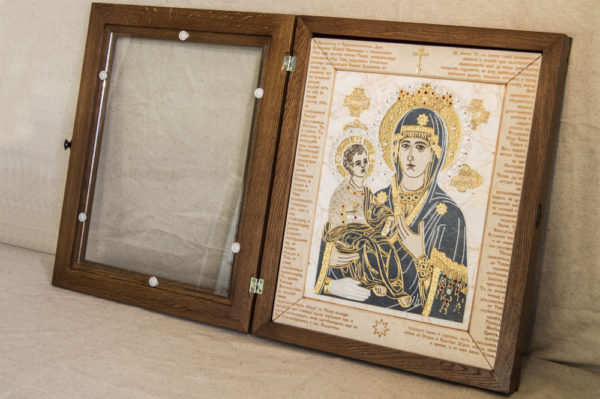 Икона Божией Матери Троеручица № 2-12-3 из мрамора, камня, изображение, фото 1