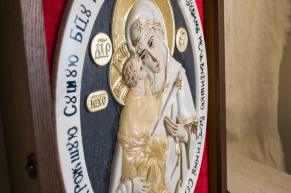 Икона Жировицкой Божией Матери (Богоматерь) № 6 (рельефная) из мрамора, камня, изображение, фото 2