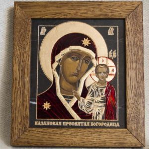 Икона Казанской Божией Матери № 1-05 подарочная из мрамора, камня, от Гливи, фото 1