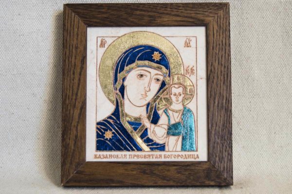 Икона Казанской Божией Матери № 34 подарочная из мрамора, камня, от Гливи, фото 1