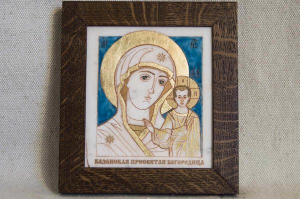 Икона Казанской Божией Матери № 39 подарочная из мрамора, камня, от Гливи, фото 1