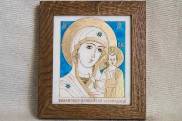 Икона Казанской Божией Матери № 41 подарочная из мрамора, камня, от Гливи, фото 1