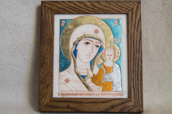 Икона Казанской Божией Матери № 42 подарочная из мрамора, камня, от Гливи, фото 1