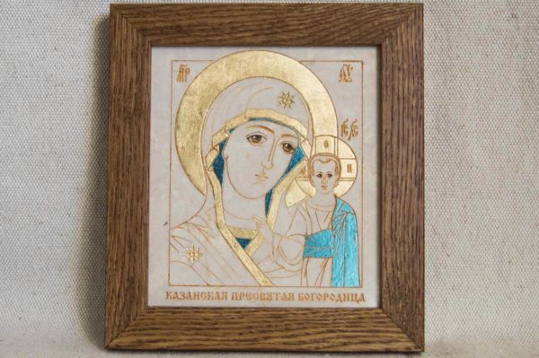 Икона Казанской Божией Матери № 43 подарочная из мрамора, камня, от Гливи, фото 1