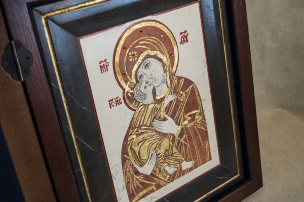 Икона Владимирской Божией Матери № 4 из мрамора, камня, от Гливи, фото 8