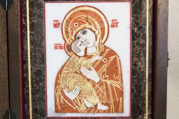 Икона Владимирской Божией Матери № 8 из мрамора, камня, от Гливи, фото 2