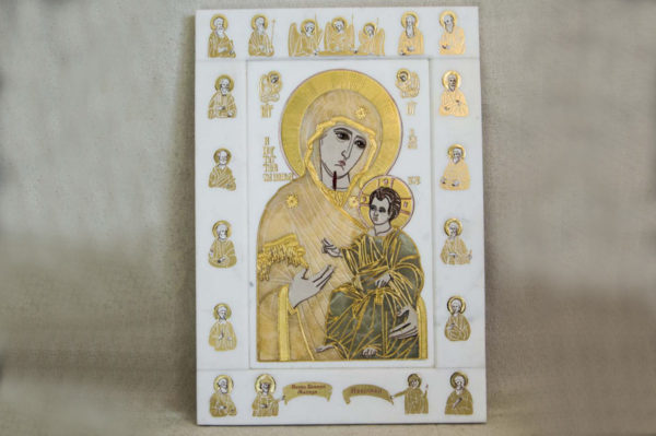 Икона Иверской Божией Матери № 1-25-1 из мрамора, камня, от Гливи, фото 11