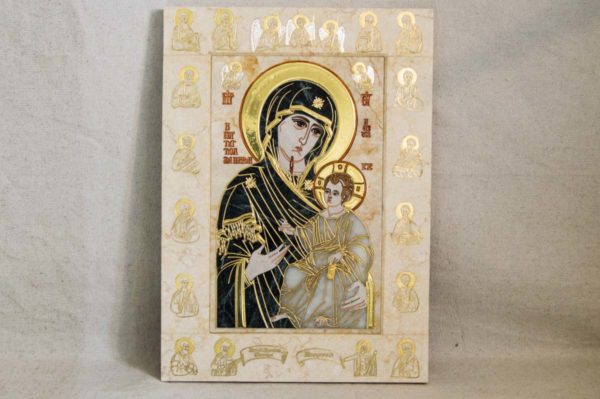Икона Иверской Божией Матери № 1-25-2 из мрамора, камня, от Гливи, фото 7