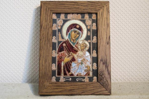 Икона Иверской Божией Матери № 11 подарочная из мрамора, камня, от Гливи, фото 1