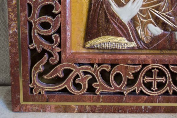 Икона Владимирской Божией Матери № 01 (рельефная) из мрамора, камня, от Гливи, фото 6