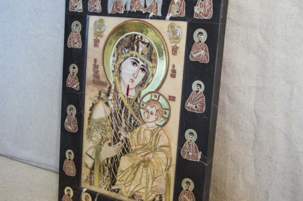 Икона Иверской Божией Матери № 1-25-8 из мрамора, камня, от Гливи, фото 7