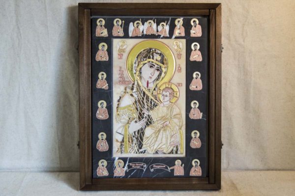 Икона Иверской Божией Матери № 1-25-8 из мрамора, камня, от Гливи, фото 3