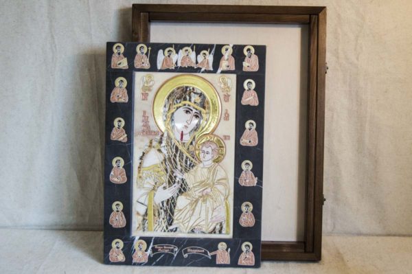 Икона Иверской Божией Матери № 1-25-8 из мрамора, камня, от Гливи, фото 1