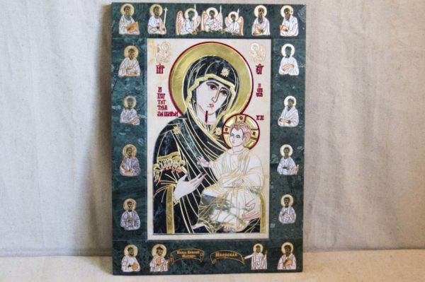 Икона Иверской Божией Матери № 1-25-10 из мрамора, камня, от Гливи, фото 4