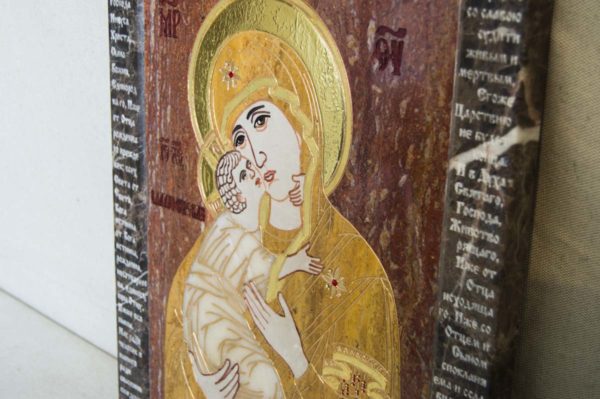 Икона Владимирской Божией Матери № 2-12-2 из мрамора, камня, от Гливи, фото 7