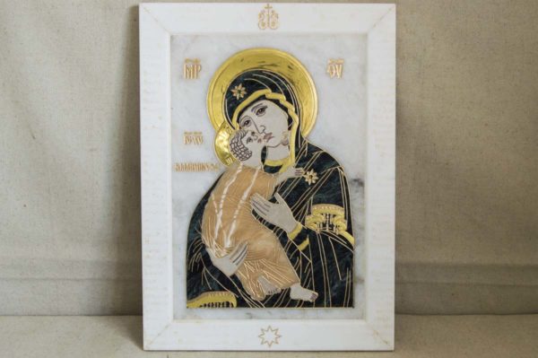 Икона Владимирской Божией Матери № 2-12-3 из мрамора, камня, от Гливи, фото 7