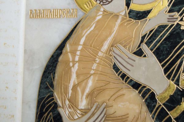 Икона Владимирской Божией Матери № 2-12-3 из мрамора, камня, от Гливи, фото 6
