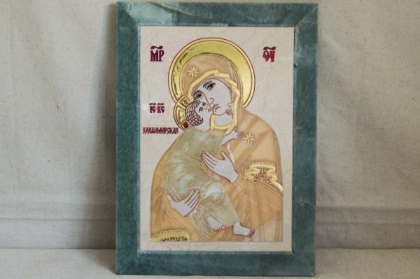 Икона Владимирской Божией Матери № 2-12-8 из мрамора, камня, от Гливи, фото 1