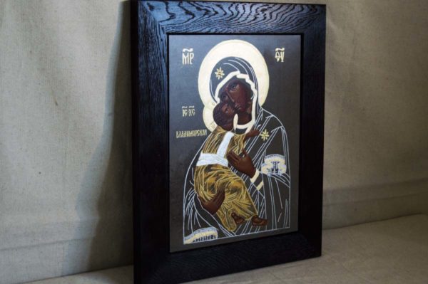 Икона Владимирской Божией Матери № 1-3 из мрамора, камня, от Гливи, фото 2