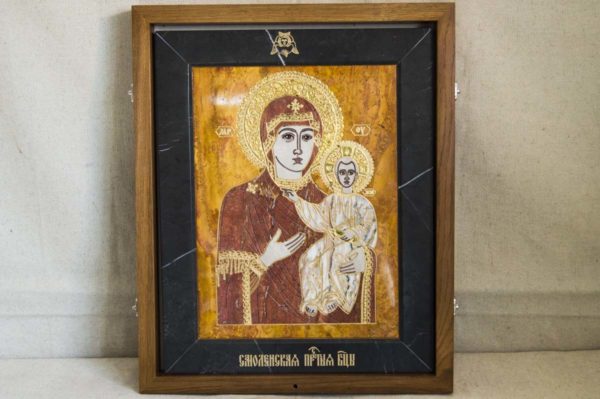 Икона Смоленской Божией Матери № 1-12-3 подарочная из мрамора, камня, изображение, фото 1