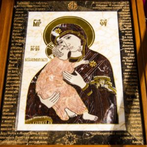 Икона Владимирской Божией Матери № 2-12-5 из мрамора, камня, от Гливи, фото 1