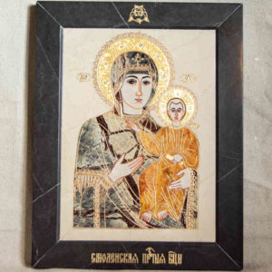 Икона Смоленской Божией Матери № 1-12-4 подарочная из мрамора, камня, изображение, фото 1
