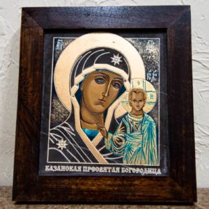 Икона Казанской Божией Матери № 1-15 подарочная из мрамора, камня, от Гливи, фото 1